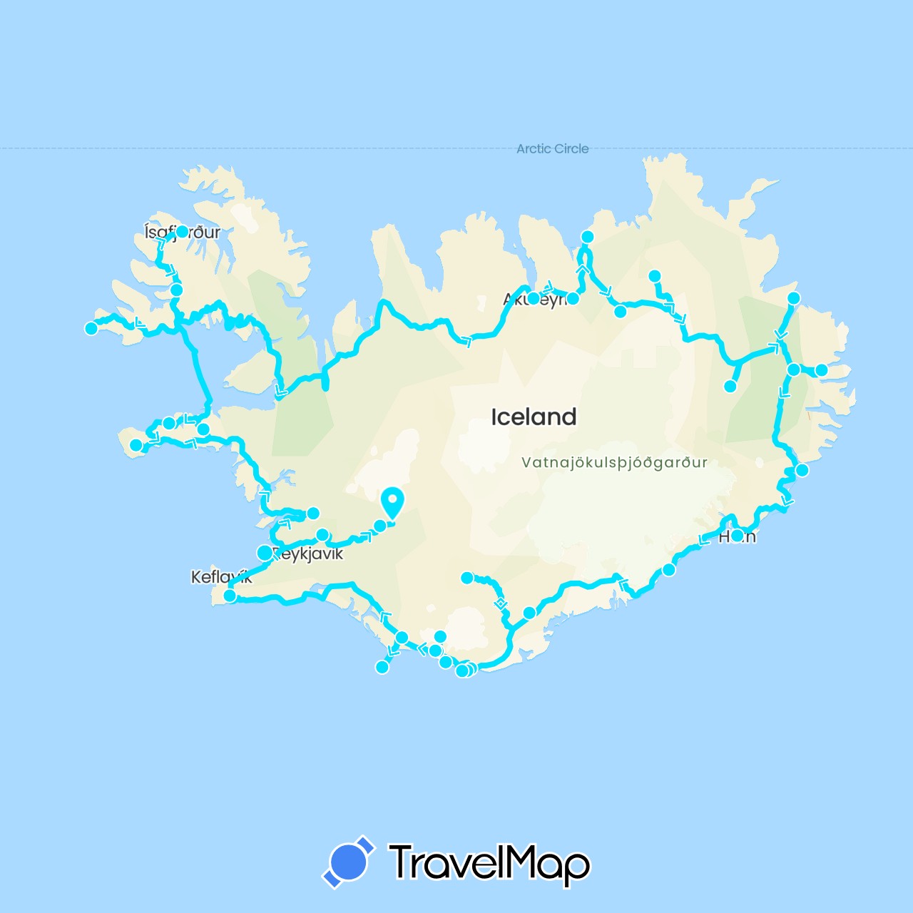 TravelMap itinerary: driving, iceland in Iceland (Europe)