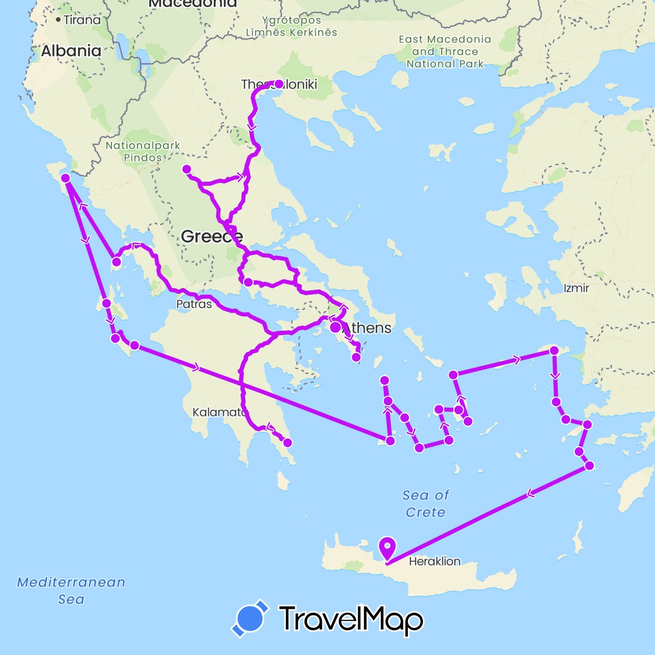 TravelMap itinerary: driving, greece hopping in Greece (Europe)